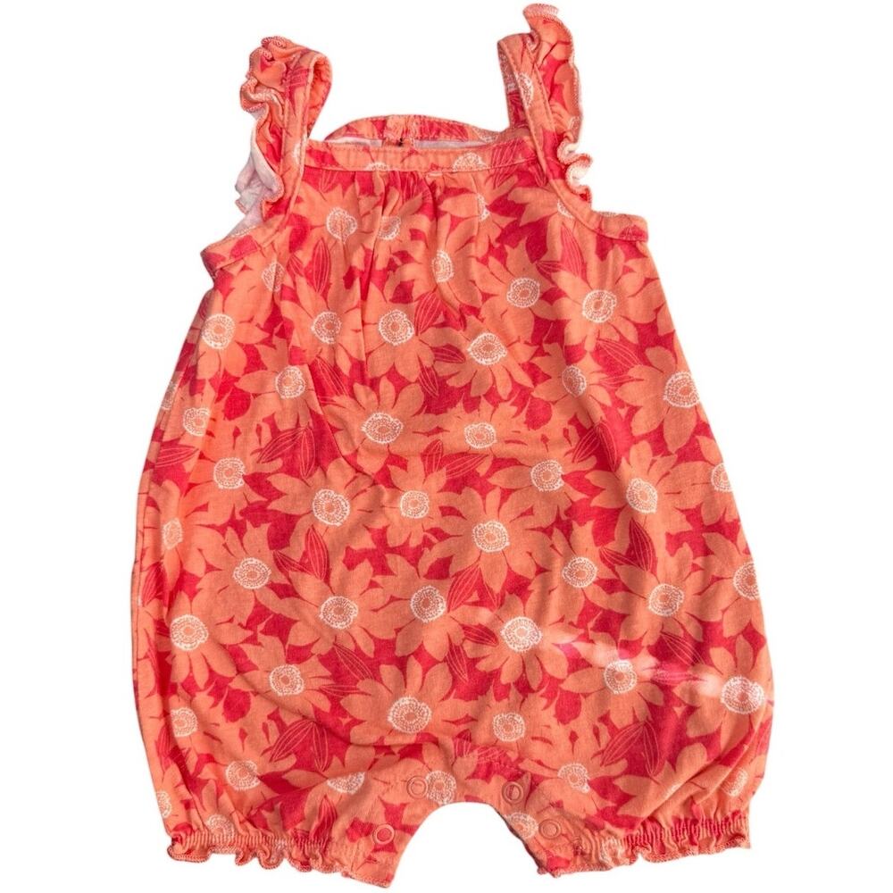 Carter's Romper Baby Girl Flowers Orange 6 Months